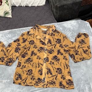 BUCKETLIST Mustard and Black Floral Kids Shirt